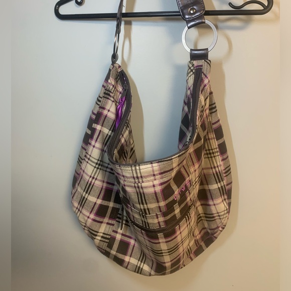 Vintage DAKINE Purple Plaid Hobo Bag - Picture 3 of 4